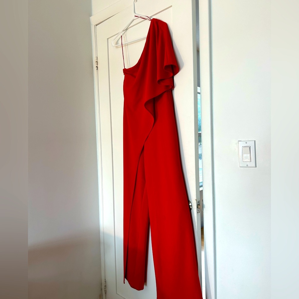 Adrianna Papell Red Jumpsuit - Off the shoulder